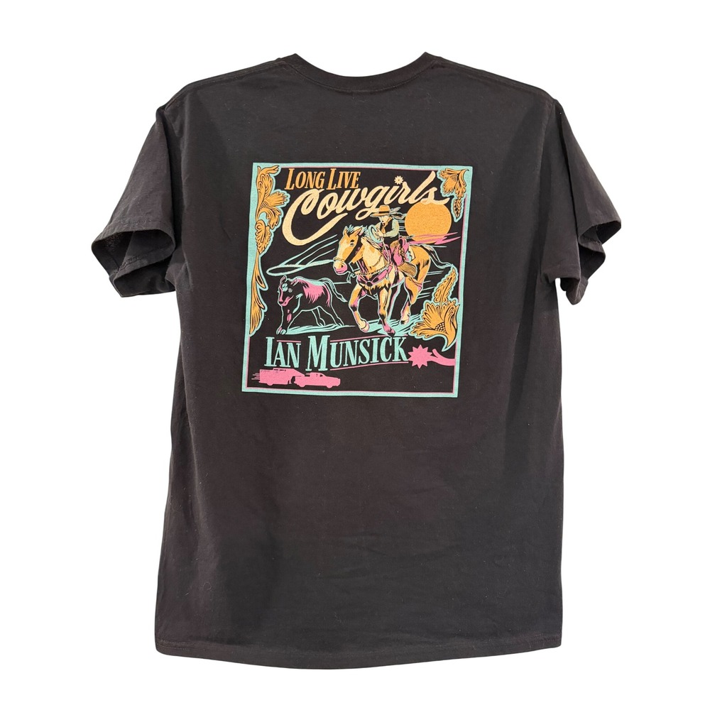 Ian Munsick Long Live Cowgirls Graphic T-Shirt Black Large Gildan Heavy Cotton
